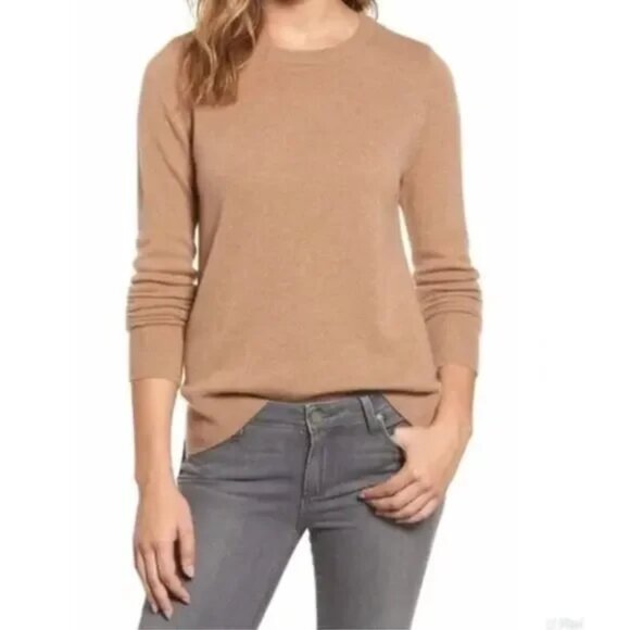 Halogen cashmere blend brown long sleeve pullover tunic length sweater, S - Picture 1 of 7